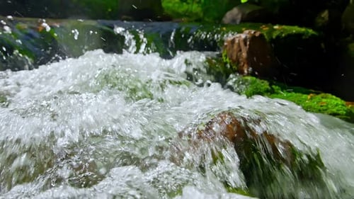 A Mountain River Filmed Closeup