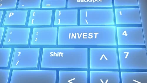 Futuristic Computer Keyboard Invest Text on Key