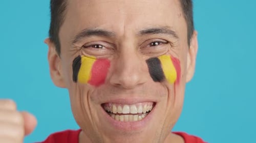 Close Up of a Man Supporting Belgian Team
