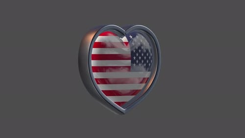 Love Usa 3d Heart Badge + Alpha Channel