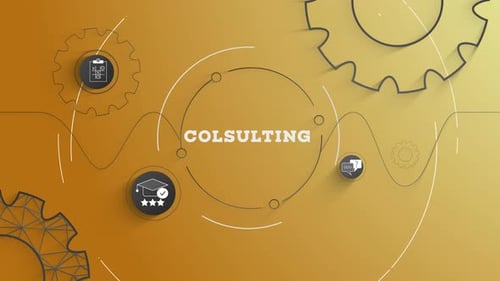 Corporate Consulting Technology with Animated Gears and Icons
