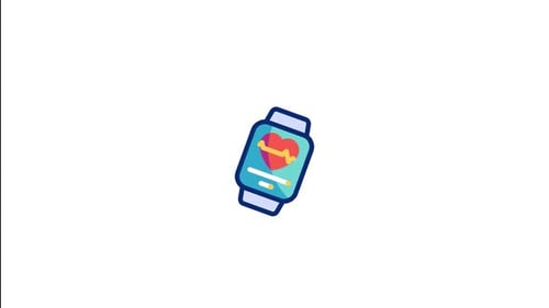 Animated Flat Design Smartwatch Health Monitor Icon