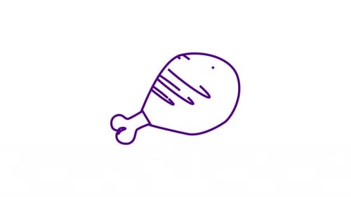 Animated Line Drawing of a Chicken Drumstick Icon