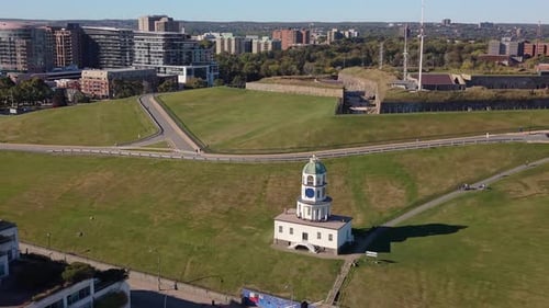 Halifax Skyscrapers And Marina In Morning Sunlight Cinematic Drone Footage