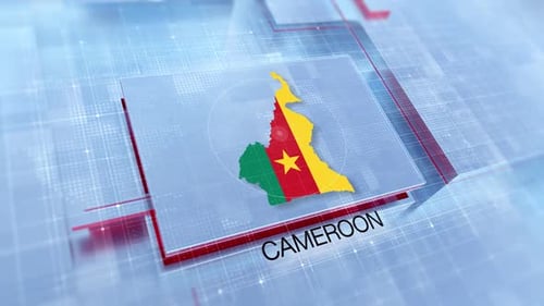 Cameroon Map and Flag Digital News Title Animation