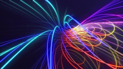 Abstract Neon Light Trails Tunnel Loop