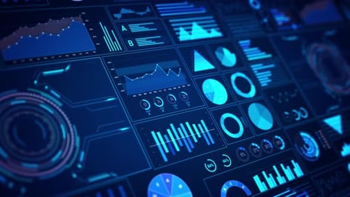 Animated Futuristic Digital Data Dashboard Interface Loop