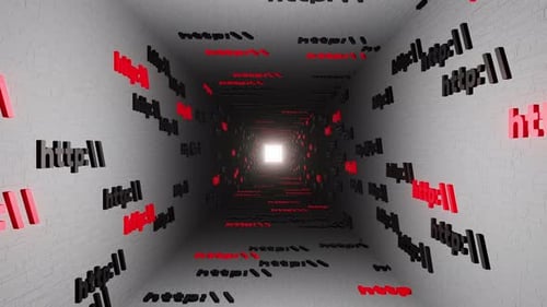 Http symbol sign in white tunnel background 3d render. Hypertext transfer protocol secure web 3
