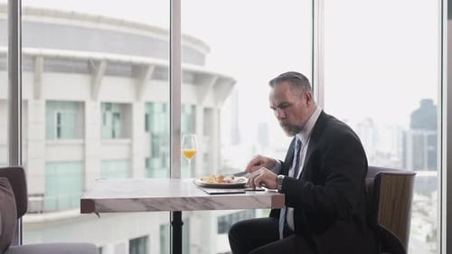Businessman take a meal at the hotel.