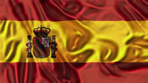 Animated Waving Flag of Spain with Realistic Fabric Motion