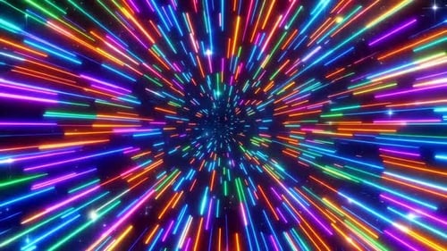 Des traînées de néons vibrantes déforment la vitesse et les voyages dans l'espace