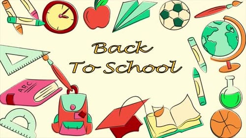 Back To School Items Flying On Yellow Background 4K