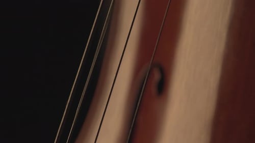 close up of cello, cello bow , cello playing and strings