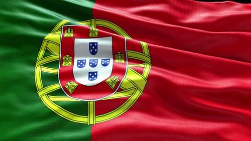 Realistic Portugal Flag Waving Seamless Loop Animation