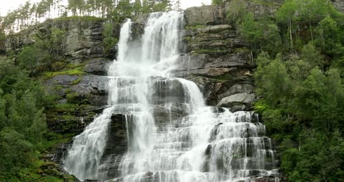 Voss Hordaland Norway Waterfall Tvindefossen In Spring Waterfall Tvindefossen Is Largest And Highest