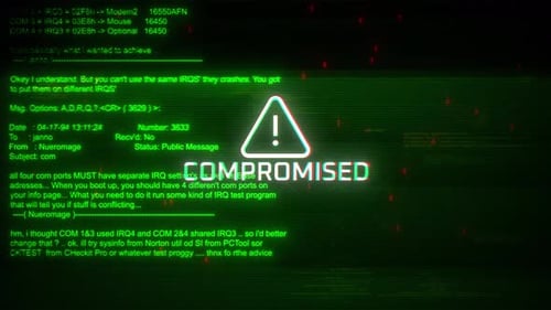 Compromised Attentions Screen Motion On Abstract Technology Background Green Color