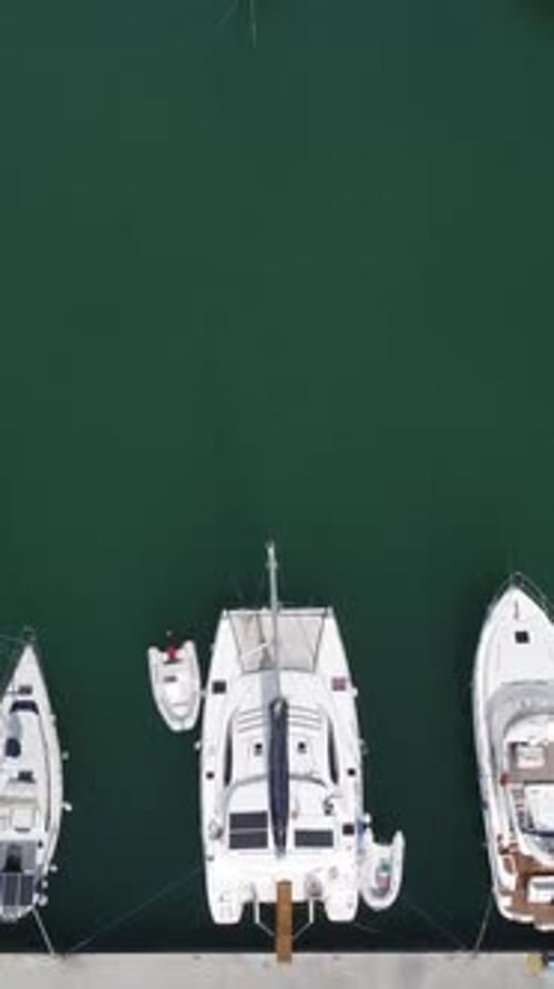 Drone Image of Yachts Moored at the Pier