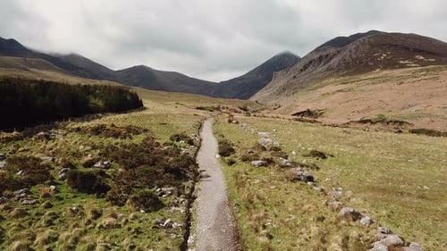 Majestic Peaks: Aerial View of Carrauntoohil, Ireland's Highest Mountains