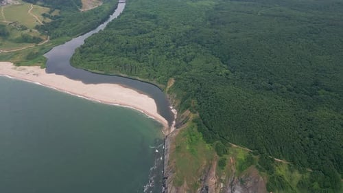 An Aerial View of the Rocky Coastline of the Black Sea in Southern Bulgaria Near Sinemorets Town