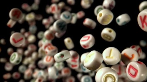 English Letters Fly and Fall Filmed on a Highspeed Camera at 1000 Fps