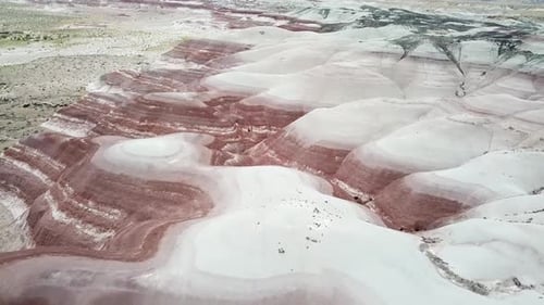 Flying Over Amazing Landscape of Utah Desert USA, Aerial View on Striped Eroded Sandstone Hills