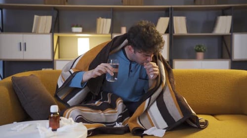 Exhausted and weak sick man.