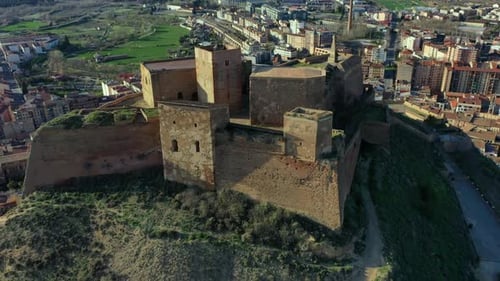 Aerial Drone Footage of the Castle of Mazarron, Aragon, Spain