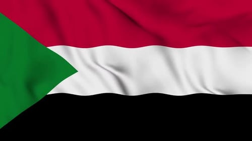 Realistic Waving Flag of Sudan Loop