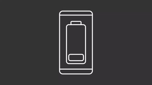 Animation der weißen Linie des Smartphone-Akkus