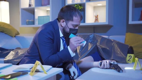 Crime Scene Investigation with Body and Gun