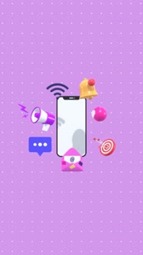 Modern 3D Smartphone with Digital Marketing and Communication Icons