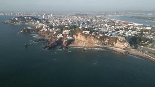 Mazatlan, México, vista aérea de alto ângulo, paisagem urbana, litoral, oceano pacífico