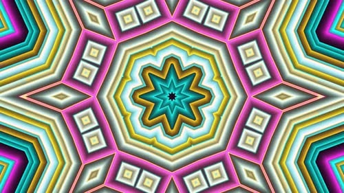 Vibrant Geometric Neon Kaleidoscope Pattern Background Loop