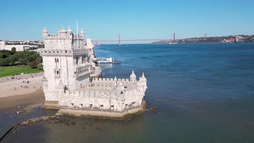 Belem Tower (Torre de Belém) in Portugal: Lisbon's Historic Landmark Under the Sun.