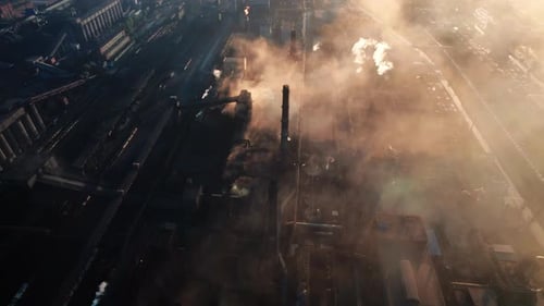 Ironworks Fabric Plant Outdoor Infrastructure Industrial Ecology Pollution Toxic Aerial View