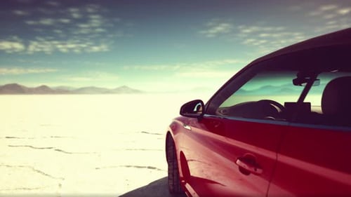 Close Up Detail of Sport Car in Salt Desert