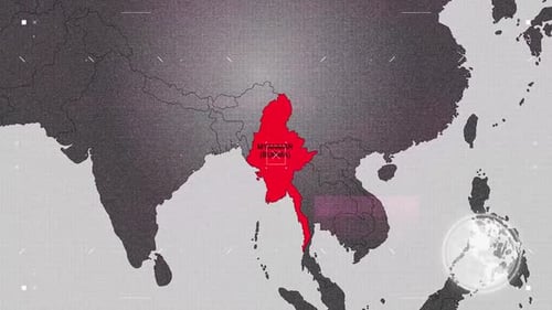 Myanmar-Karte Rot und Grau mit Effekten