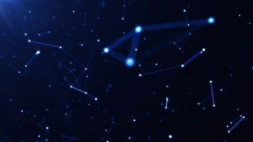 Abstrakte, sanft im Raum schwebende Plexusverbindung mit leuchtenden Punkten und Linien