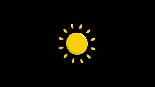 Animated Flat Design Sun Icon with Glowing Rays