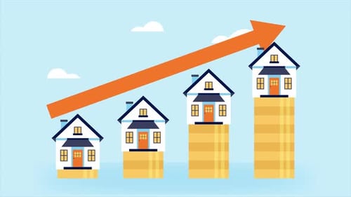 house prices rising, financial crisis, house prices rising, house prices rising 4k animation