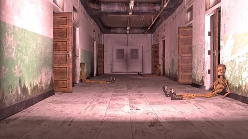 Skeletons and Abandoned Old Mental Asylum