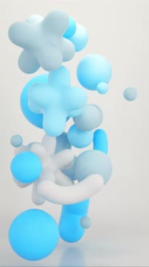 Dynamic Abstract Fluid Shapes in Blue and White Colors