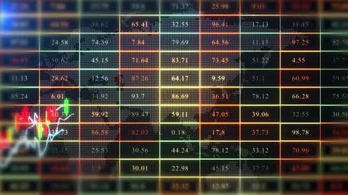 Stock Chart With Candle Stick Patter Rising With Number Animation Background, Stock Market Analysis