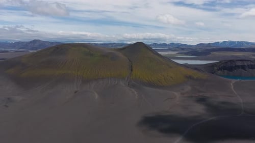 Aerial View of Iceland's Crater Lake and Volcanic Landscape