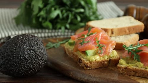 Salmon and Avocado Toast with Fresh Greens