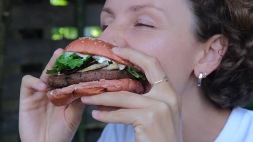Closeup Eating Fast Food
