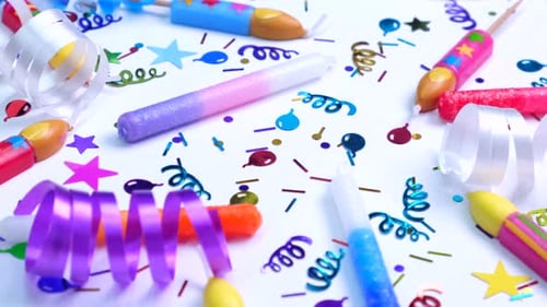 Colorful Birthday Confetti and Candles Celebration