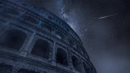 Milky way and Colosseum at night in Rome, Italy