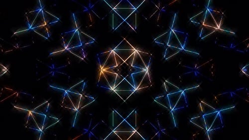 Abstract Geometric Glowing Lines Grid Loop Background