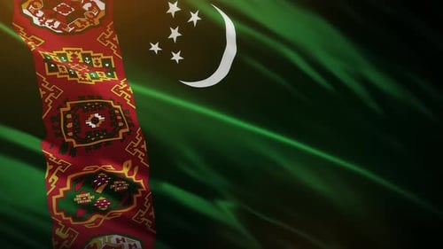 Dynamic Turkmenistan National Flag Waving Motion Graphic Loop